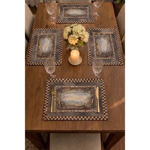 Mackenzie Childs Placemats Set of 4 Cloud Watching Cork Discontinued Rare